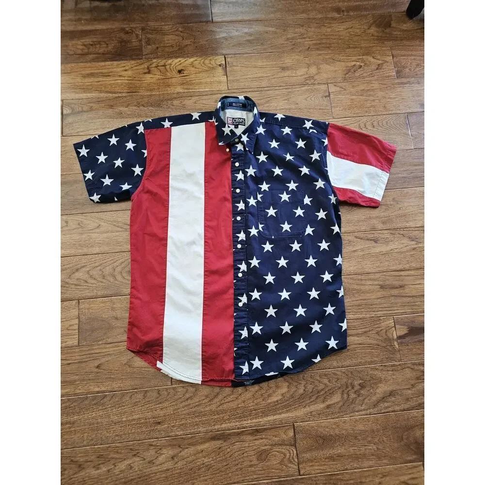 Chaps Ralph Lauren American Flag Button Down Shirt Men’s L Preppy Patriotic - Picture 1 of 8
